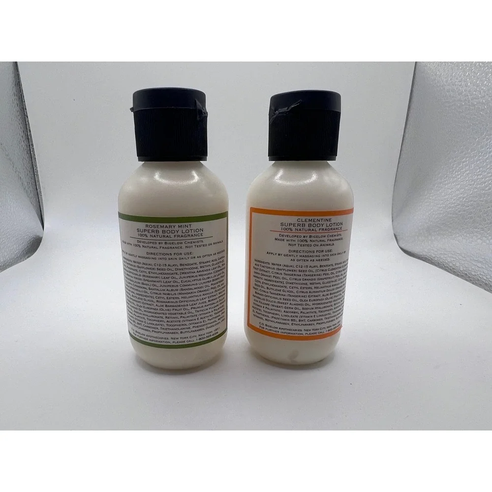 C.O. Bigelow Rosemary Mint‎ No. 830 + Clementine No. 829 Superb Lotion 2oz Lot